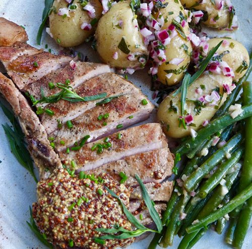 Cider Brined Pork Chops with Potato Salad