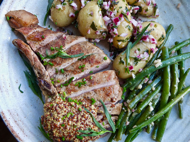 Cider Brined Pork Chops with Potato Salad