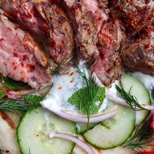 Lamb Souvlaki with Tzatziki