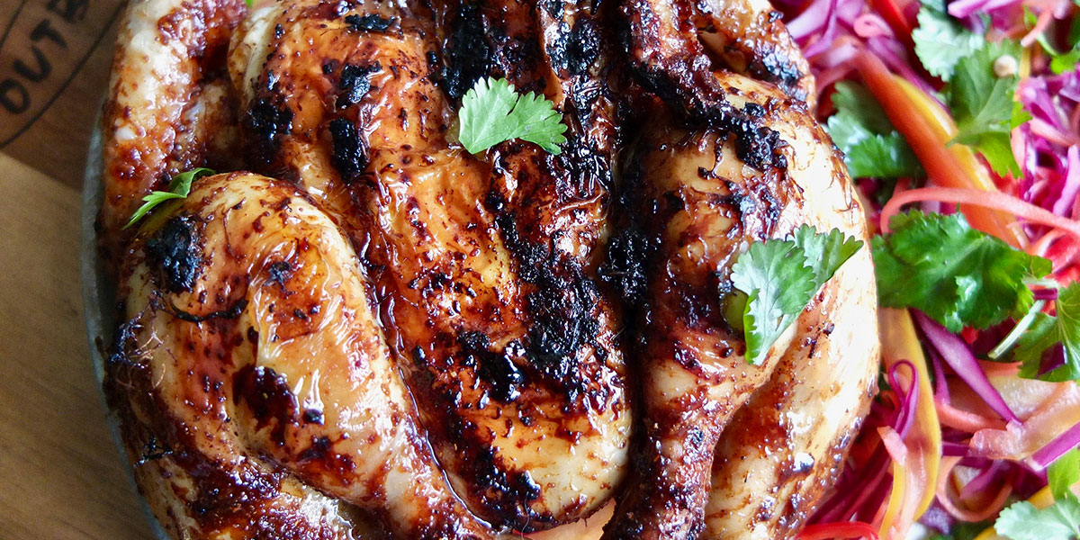 Sticky Spiced Poussin with Asian Inspired Slaw