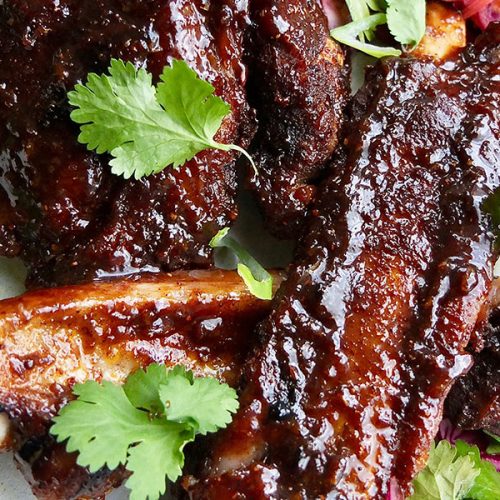 Sticky Five Spice Pork Ribs with Sesame Coleslaw