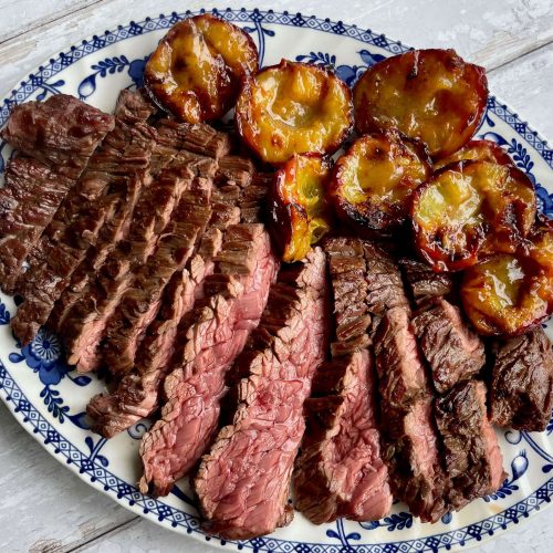 Bavette with Grilled Ginger and Five Spice Plums