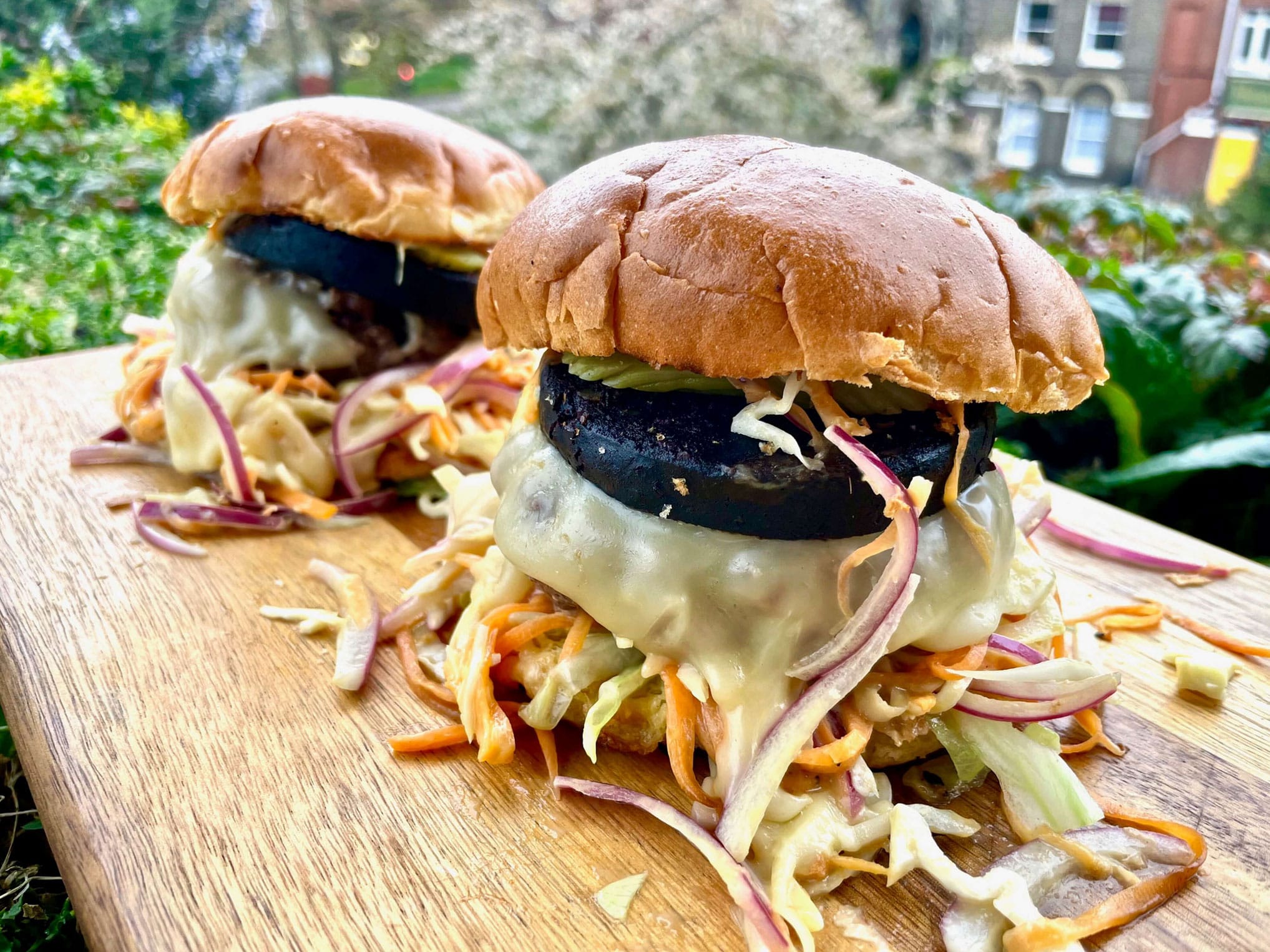 Black Pudding Burger with Mustard-Mayo Coleslaw