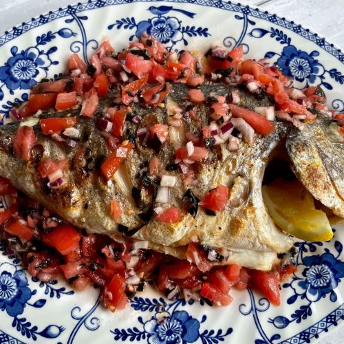 Grilled Bream with Tomato and Seaweed Salsa