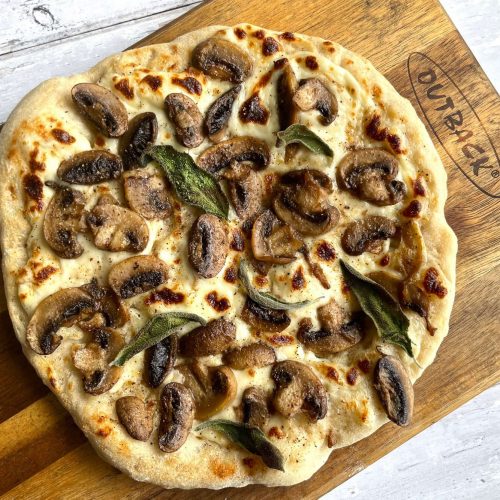 Cheesy Garlic Mushroom Pizza with Sage