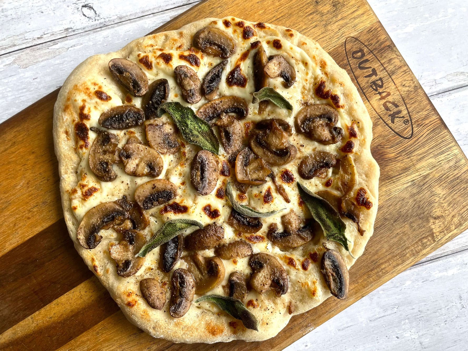 Cheesy Garlic Mushroom Pizza with Sage