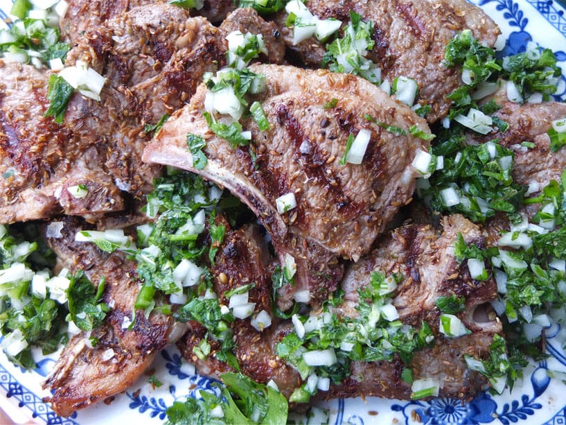 Spiced Lamb Chops with Green Chilli Salsa