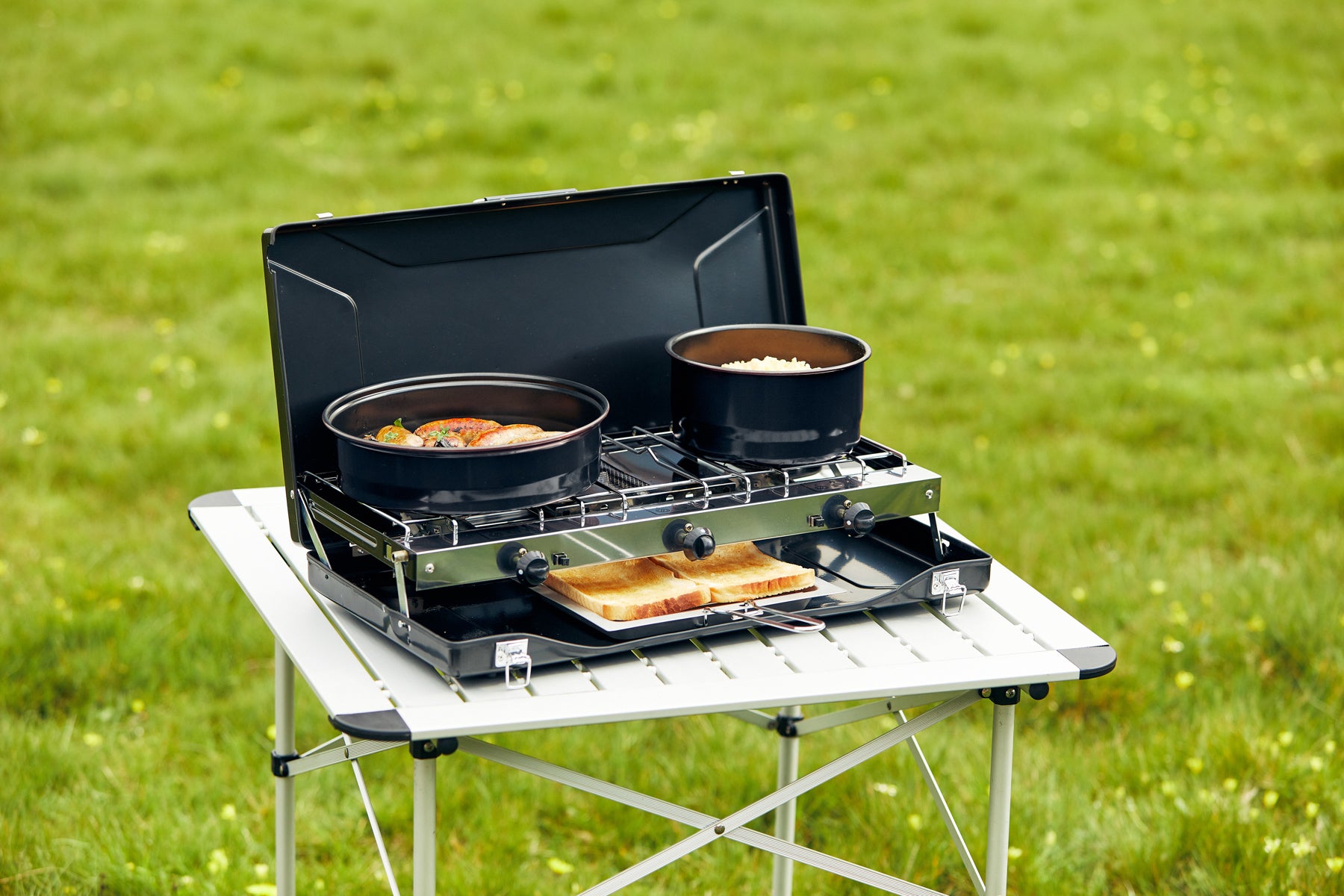 2 Burner Camping Stove with Toaster