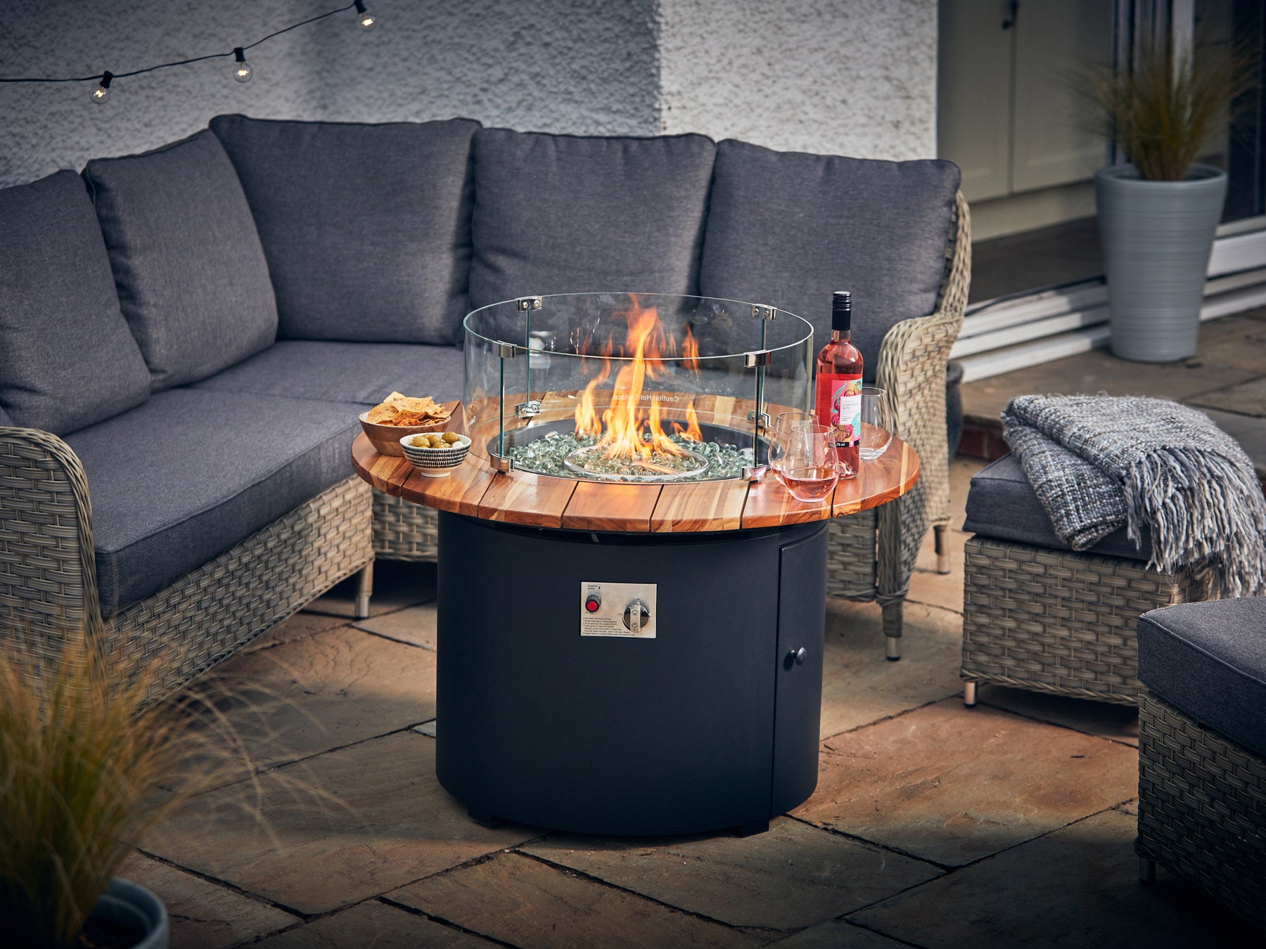 Sherwood Gas Fire Pit with Timber Table