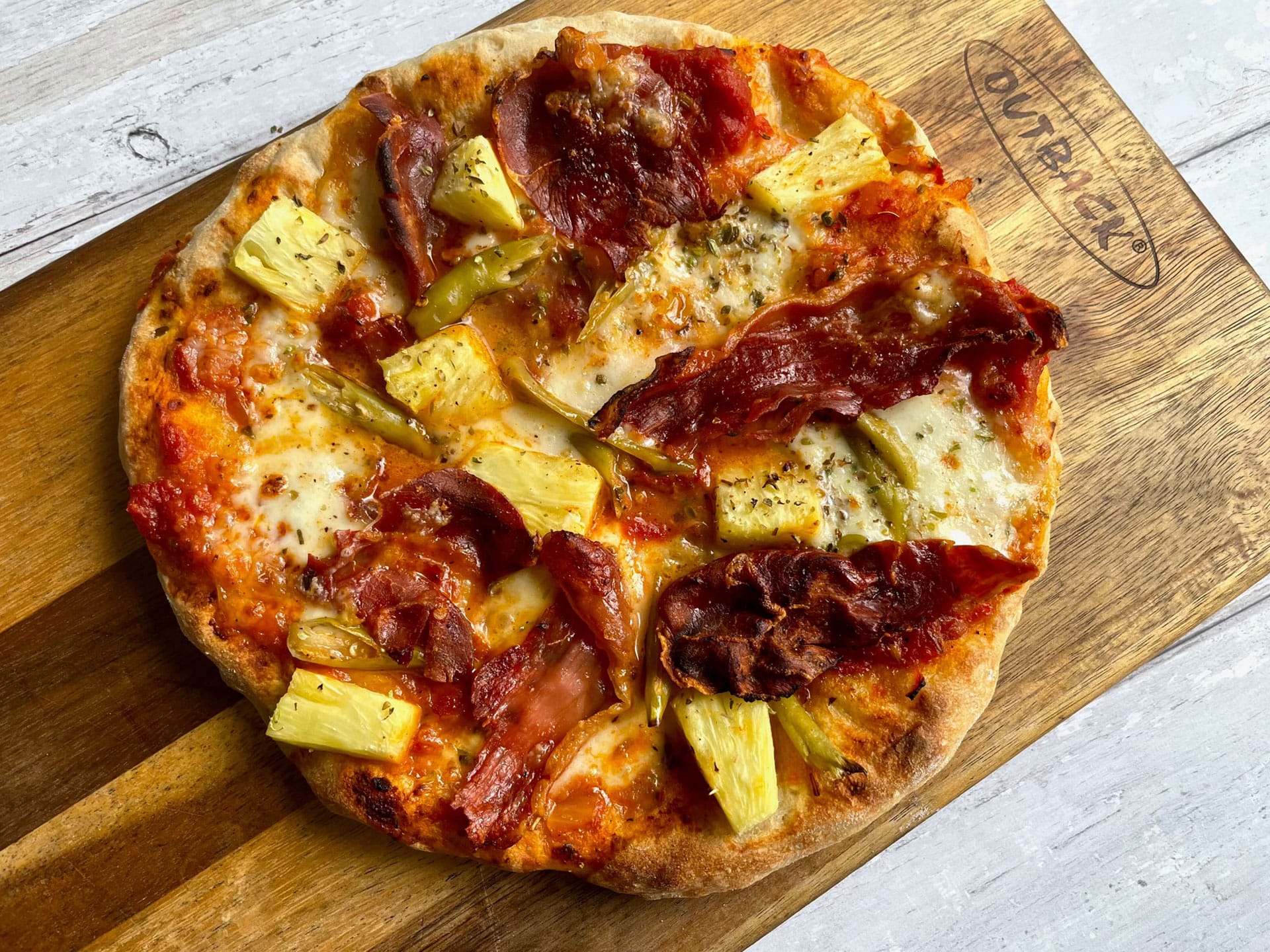 Crispy Parma Ham, Pineapple and Pickled Chilli Pizza