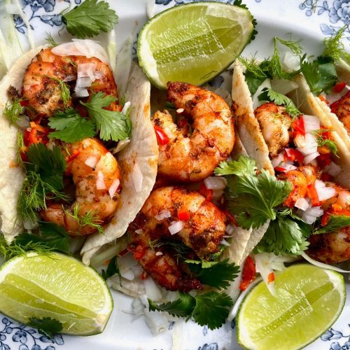 Grilled Shrimp Tacos with Quick Pickled Fennel