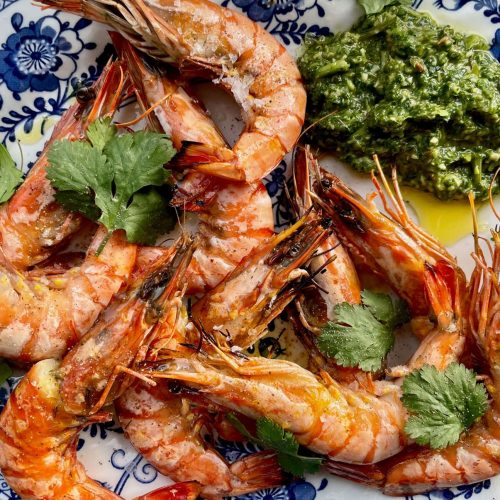 Grilled Prawns with Mojo Verde