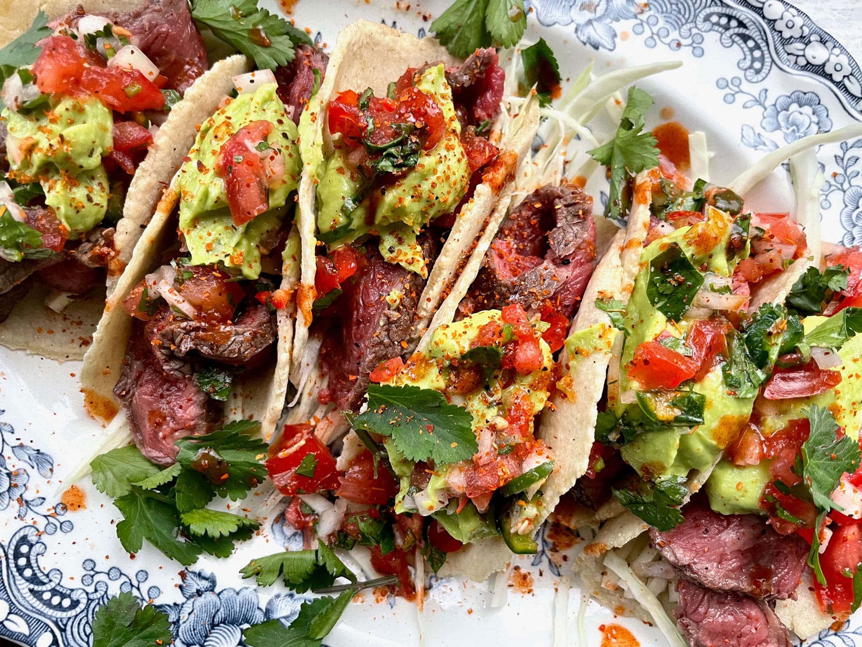 Sirloin Steak Tacos with Avocado Crema and Pico de Gallo