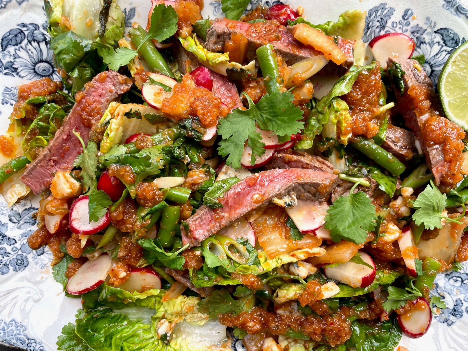 Steak, Blue Cheese and Kimchi Salad