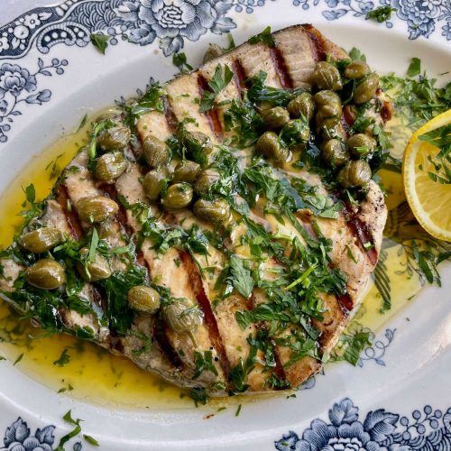 Swordfish Steaks with Caper Butter Sauce