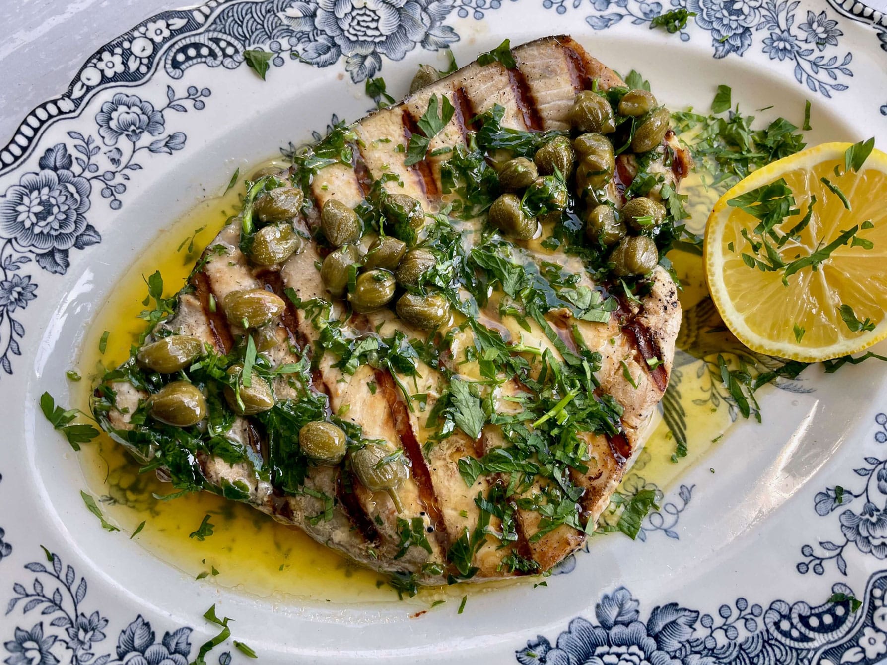 Swordfish Steaks with Caper Butter Sauce