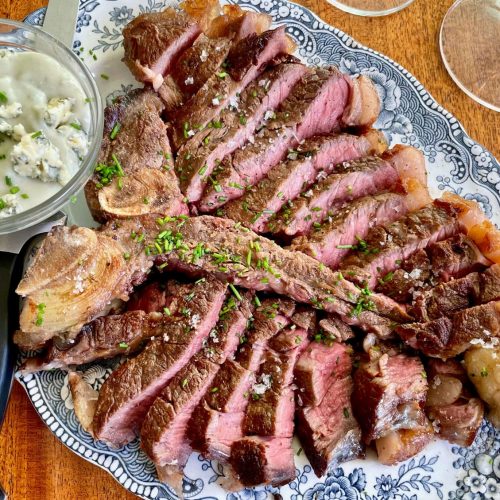 Bone Steak with Blue Cheese Sauce