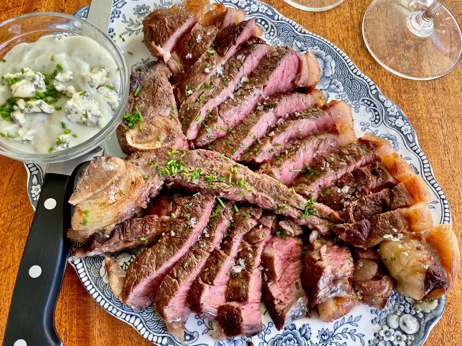 Bone Steak with Blue Cheese Sauce