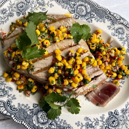 Grilled Tuna Steak with Sweetcorn and Sesame Salsa