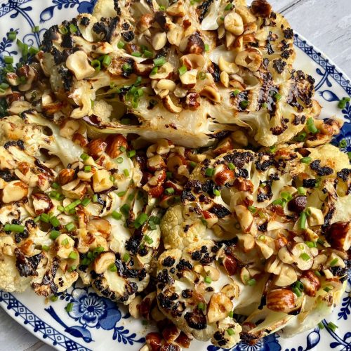 Grilled Cauliflower Steaks with Hazelnut Brown Butter Dressing