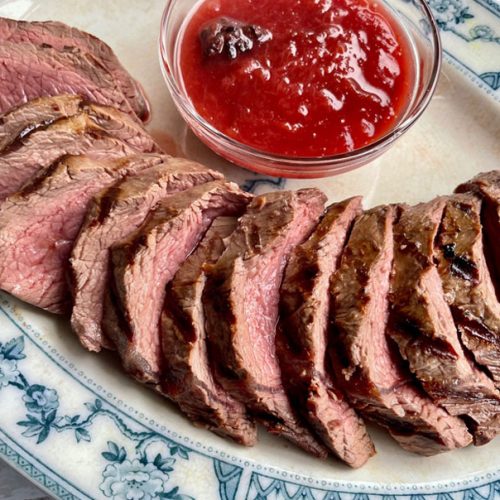 Grilled Venison Loin with Plum and Ginger Sauce