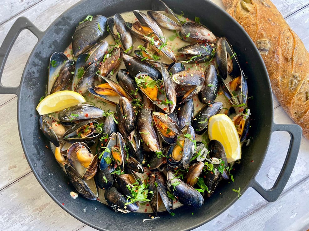 Mussels in a White Miso Butter Broth