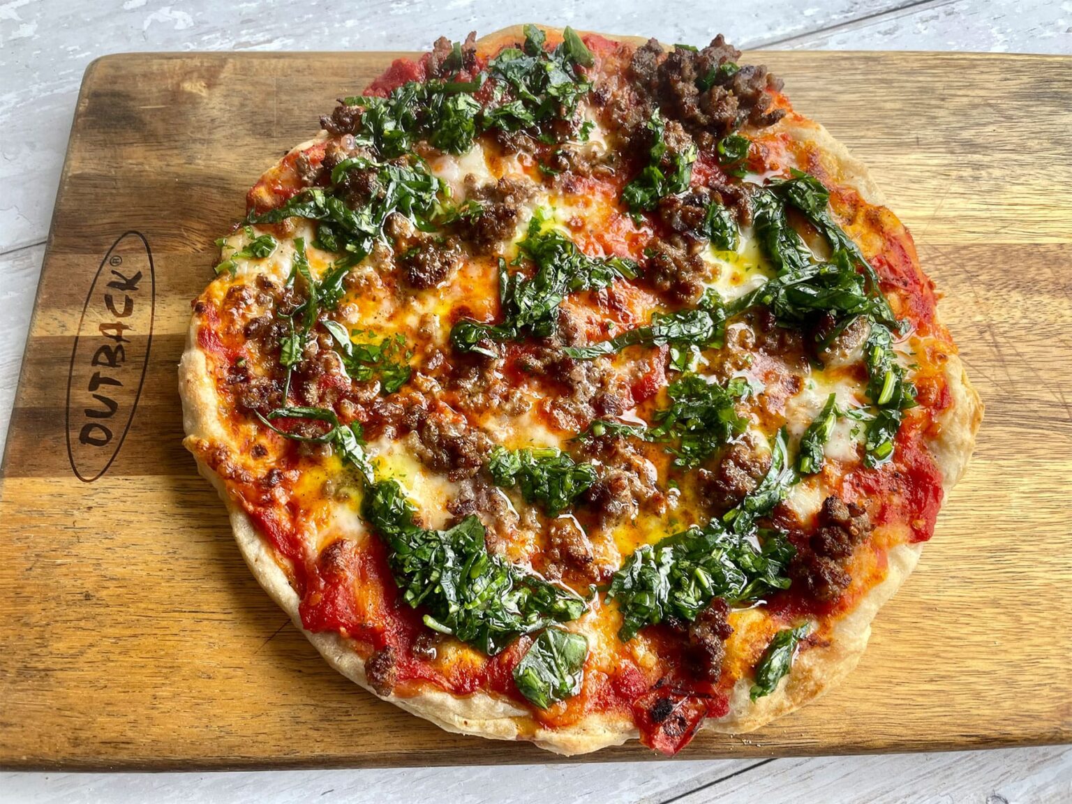 Spicy Lamb Pizza with Scotch and Green Sauce Outback Barbecues