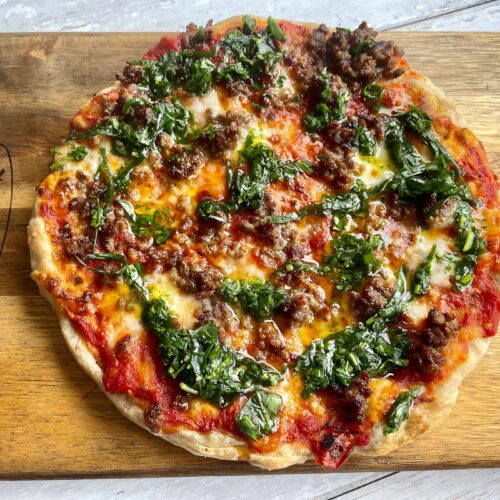 Spicy Lamb Pizza with Scotch Bonnet and Green Sauce