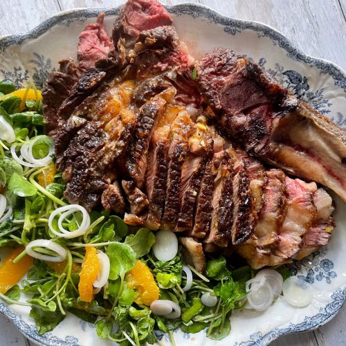 Cowboy Steak with Coffee and Chipotle Butter