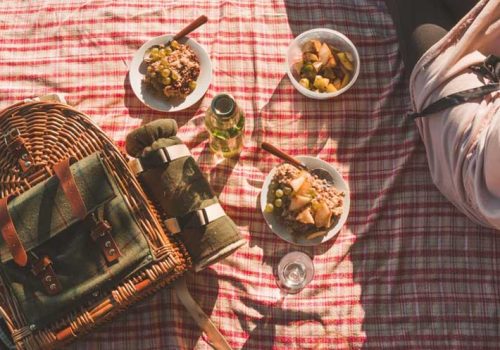 top view of a women having a picnic