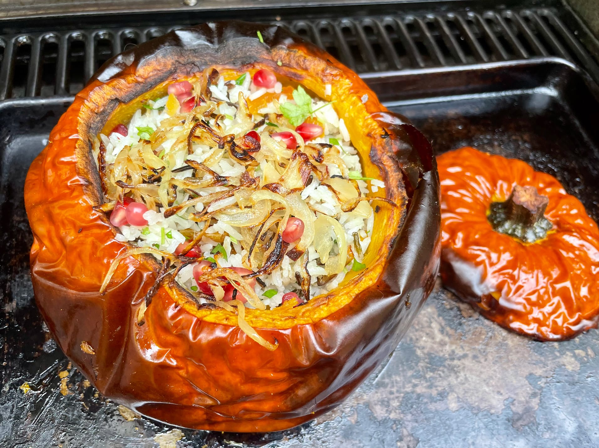 Whole Pumpkin Stuffed with Jewelled Rice