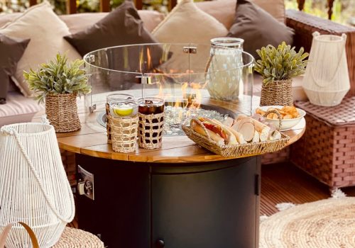 Gas Fire Pit with Timber Table