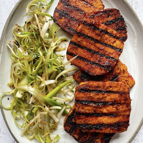 Gochujang Tofu with Pajeori (Korean Spring Onion Salad)