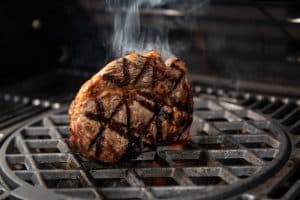 Smoking, seared steak