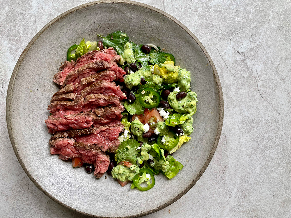 steak and black bean salad