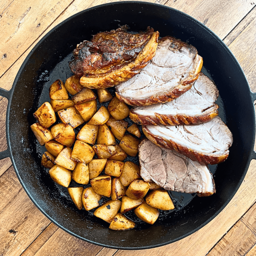 Roasted Pork and Apples with a Mustard Mash