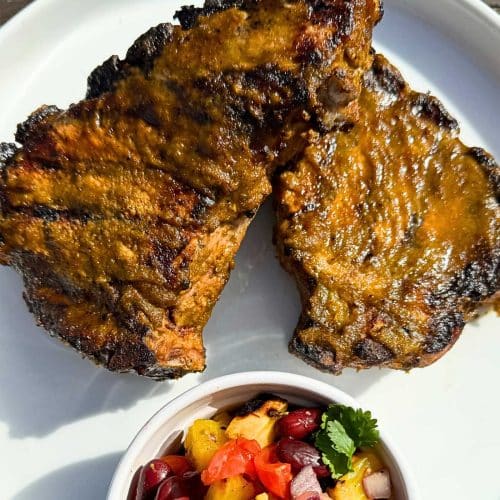 Jerk Pork Chops with Caribbean Salad