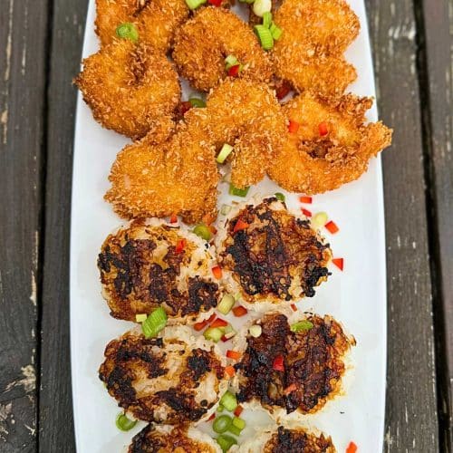 Coconut Prawns and Barbecued Sticky Rice