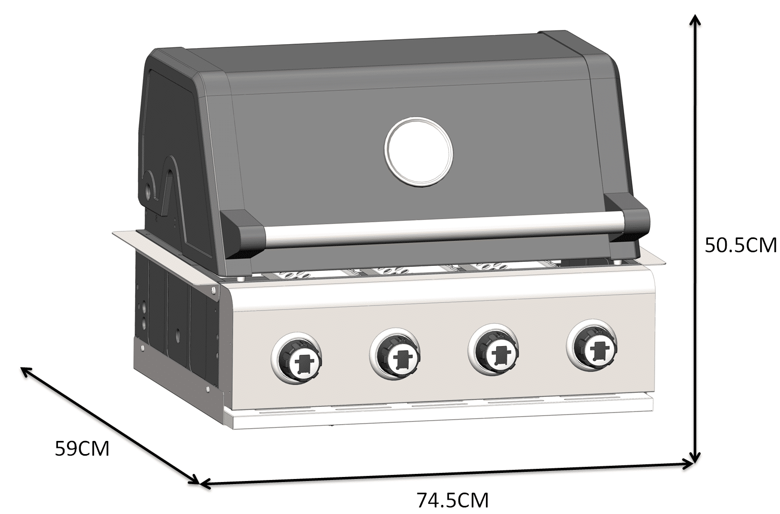 Jupiter 4 Burner Hybrid Black – Built In